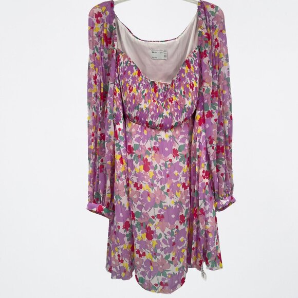 ASOS Curve NWT Floral Dress with Elastic Waist & Sheer Sleeves - Size 24 - Picture 1 of 7